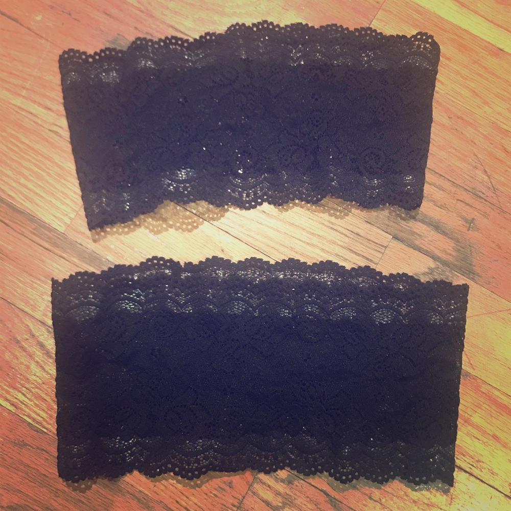 2 pairs Black & nude lace Bandelettes size D